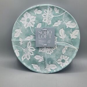 NWT Set of 4 Soho Loft Sage Green Floral Melamine Salad Plates 9 Inch Textured